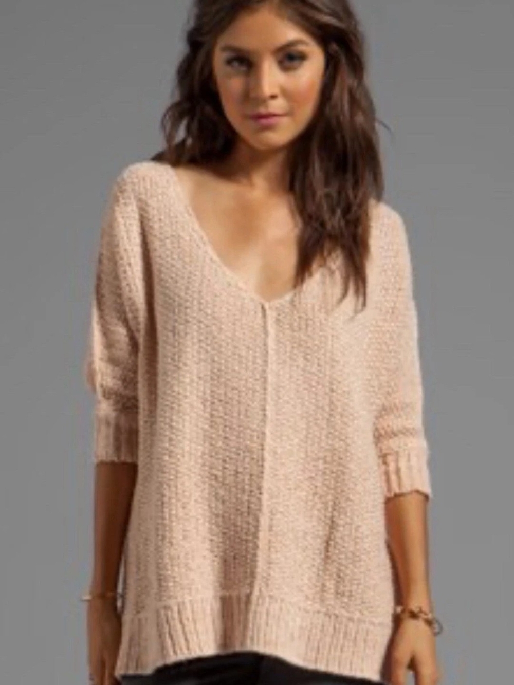 Free People Women's Oversized V-Neck Chunky Knit Sweater
